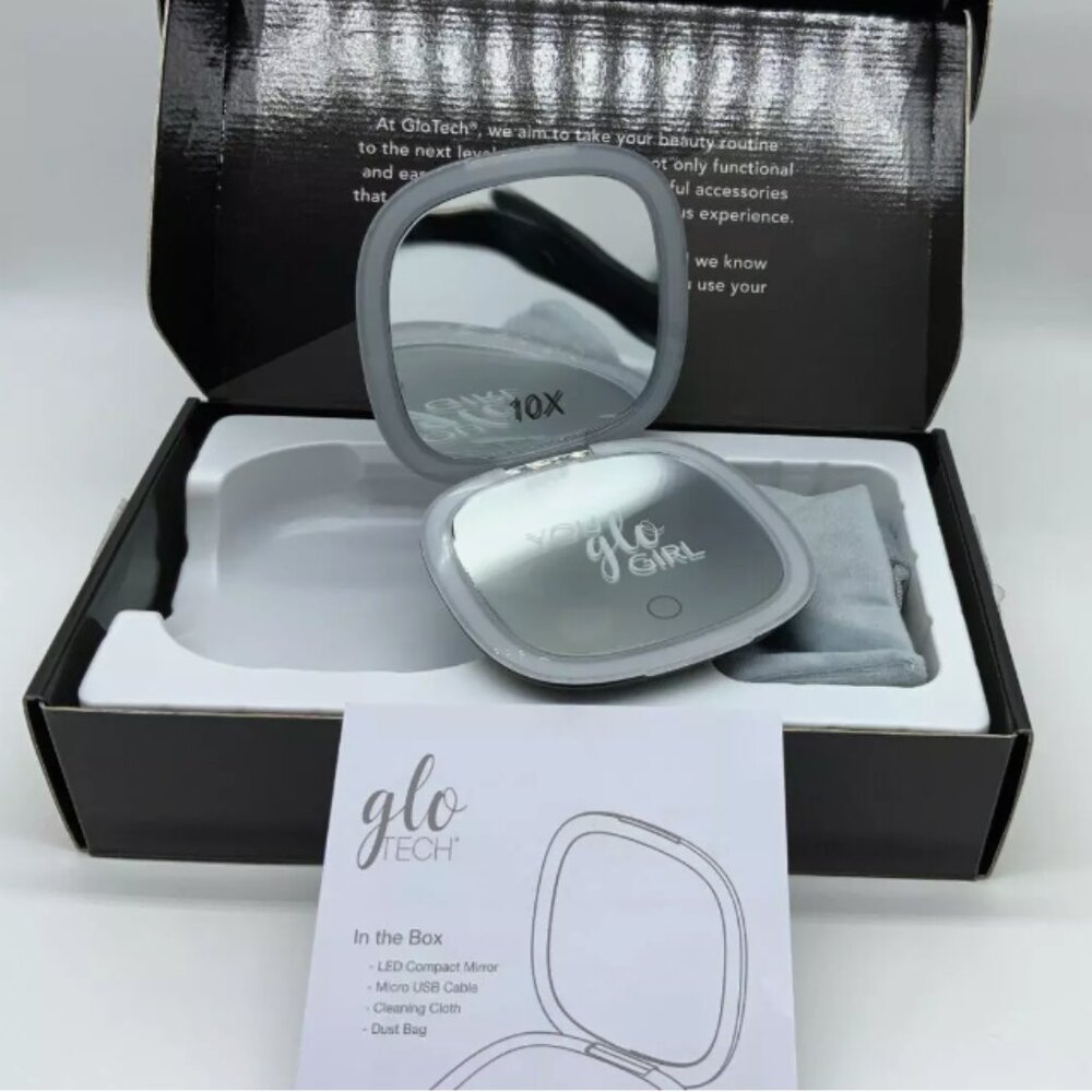 GloTech LED Compact Makeup Mirror - Black - Picture 2 of 5